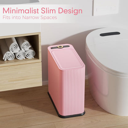 13 3.5 150 Counts Bathroom Trash Can with Lid Liter/ Gallon Pink Trash Can with Pop-Up Lid Bedroom Trash Can Small