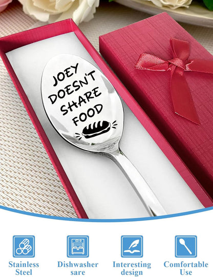 Joey Doesn't Share Food Spoon, Funny Engraved Stainless Steel Spoon, Kitchen Dinner Spoon for TV Show Fans