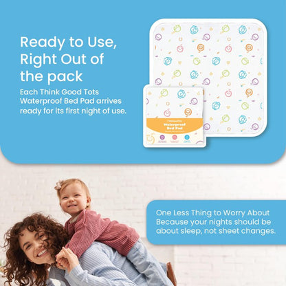 Tuckable Potty Training Pee Pads for Kids, Potty Training Bed Pads for Toddlers, 100% Waterproof Mattress Protector, Non-Slip Bed Wetting Pad, Reusable & Washable Underpads (Truck and Toys Design)