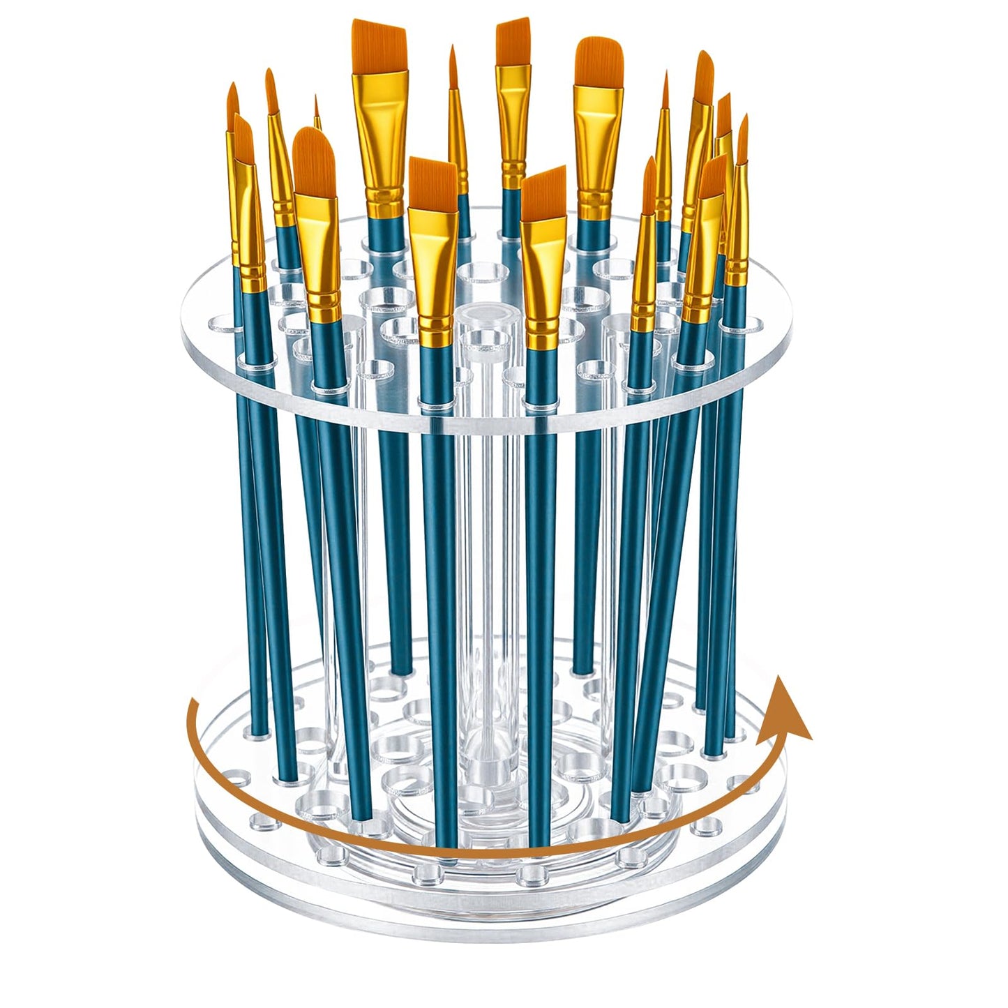 Fiwochic Acrylic Rotating Paint Brush Holder, 360° Clear Handmade Rotating Paint Brush Holder Organizer Spinning Desktop Caddy for Artists Makeup Arts Crafts Tools Calligraphy Pens