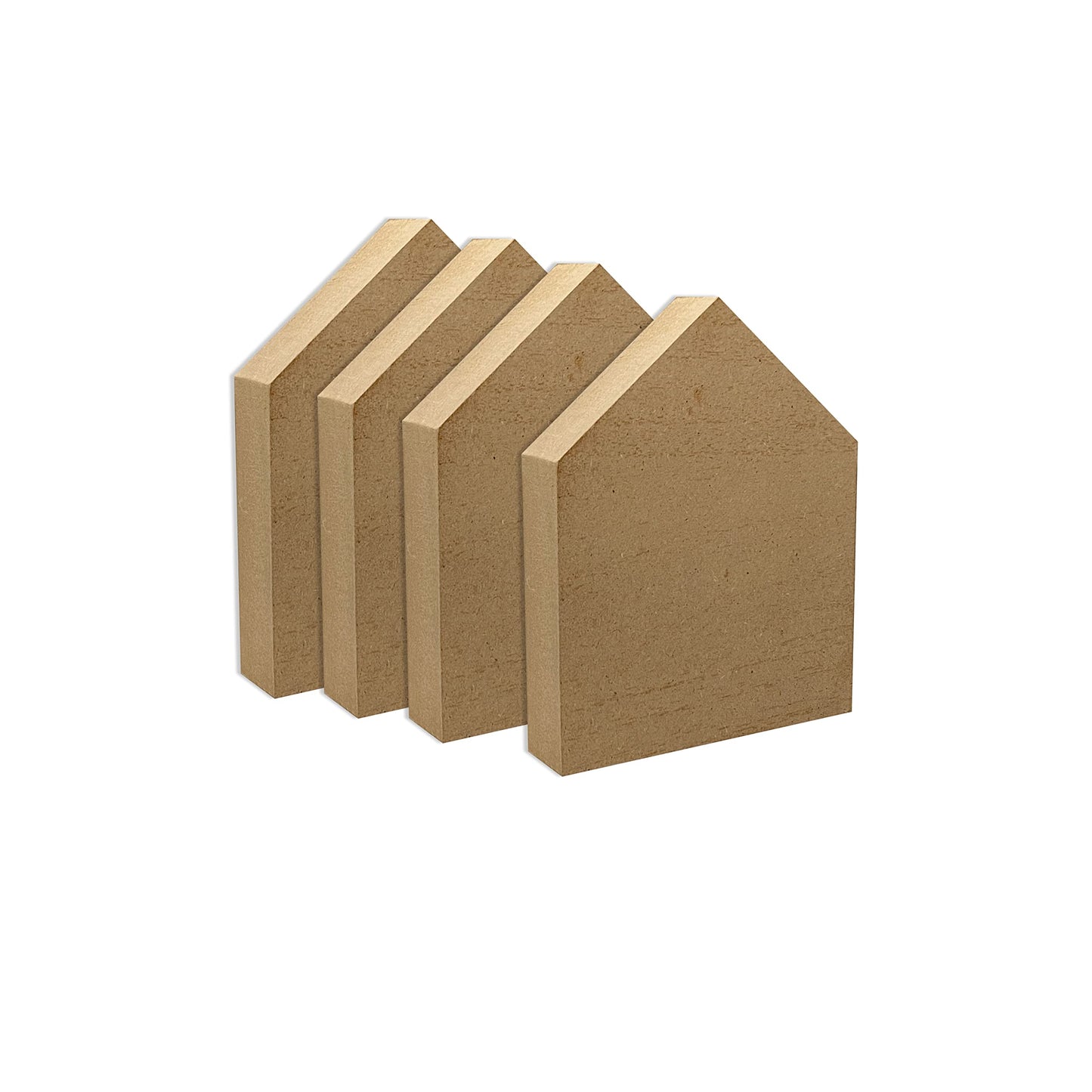 6 Inch 4 Pieces Unfinished Wooden House Shaped Blocks for Crafts Blank Wood House Freestanding Mother's Day Memorial Sign，1 Inch Thick MDF