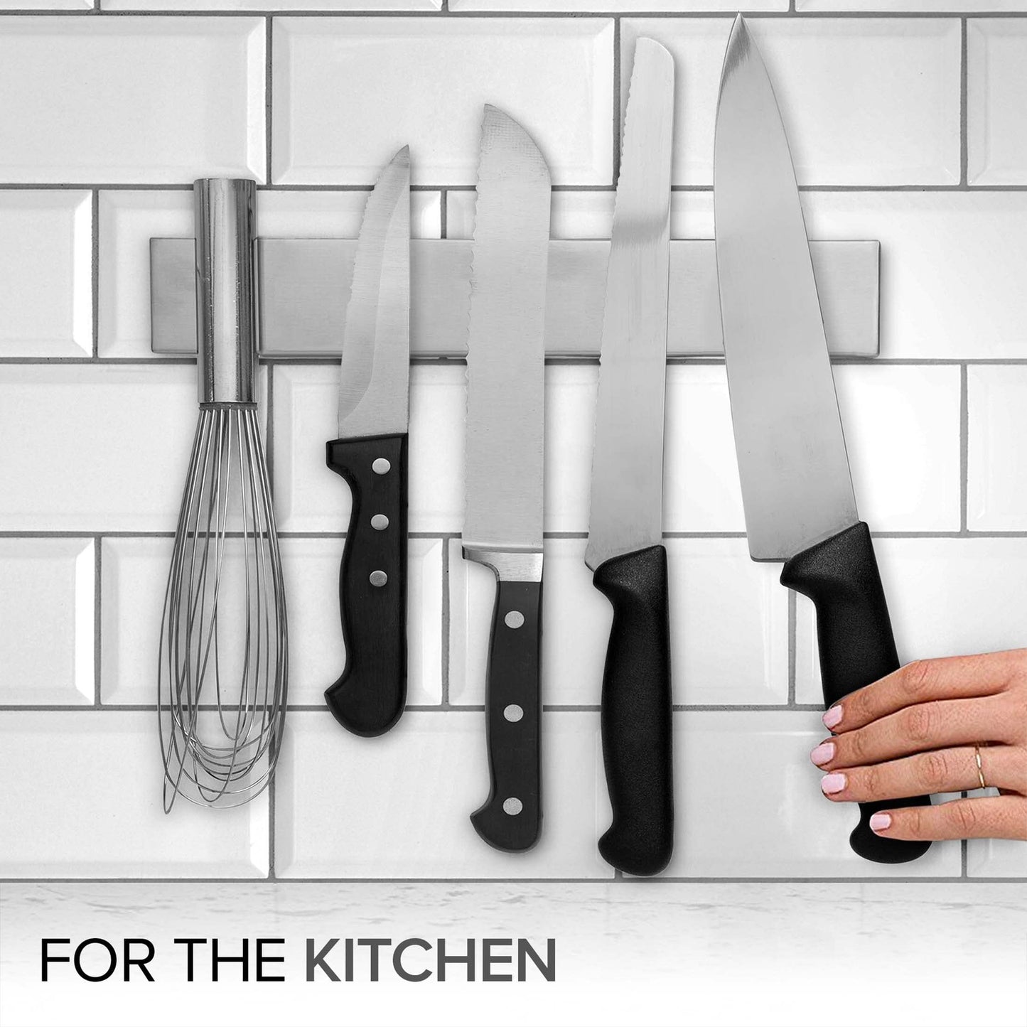 Modern Innovations 12 Inch Stainless Steel Magnetic Knife Bar with Multipurpose Use as Knife Holder, Knife Rack, Knife Strip, Kitchen Utensil Holder, Tool Holder, Art Supply Organizer, Home Organizer