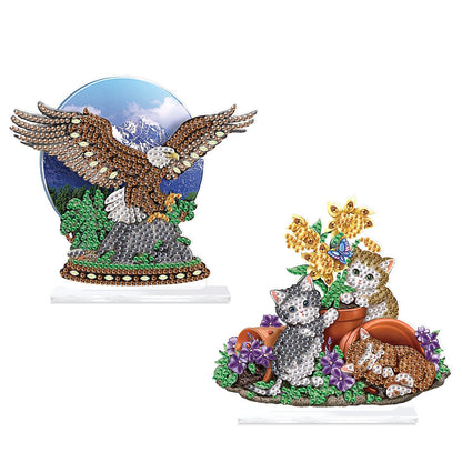 2Pcs 2D Flat DIY Diamond Painting Desktop Ornament Kit, Special Shaped Crystal Diamond Art Painting Tabletop Ornaments for Adult Beginner, Perfect Handmake Gifts of Diamond Art for Home Office Decor