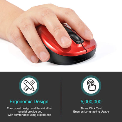 LeadsaiL Wireless Computer Mouse, 2.4G Portable Slim Cordless Mouse Less Noise for Laptop Optical Mouse with 4 Buttons for Laptop, Desktop, MacBook