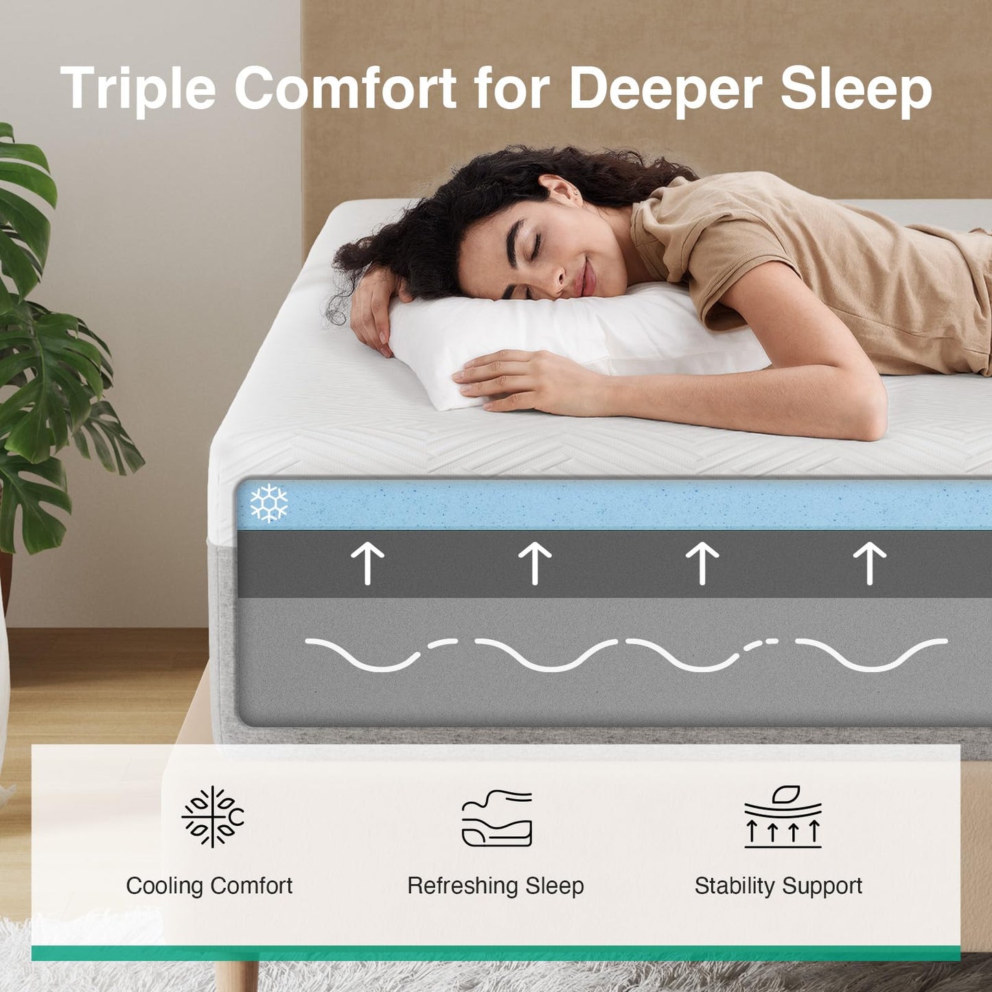 Novilla Bliss Queen Size Mattress, 12 Inch Gel Memory Foam Mattress Queen in a Box for Cool Night Sleep & Pressure Relief, Support Foam for Spine Alignment & Motion Isolation, Medium Plush Feel