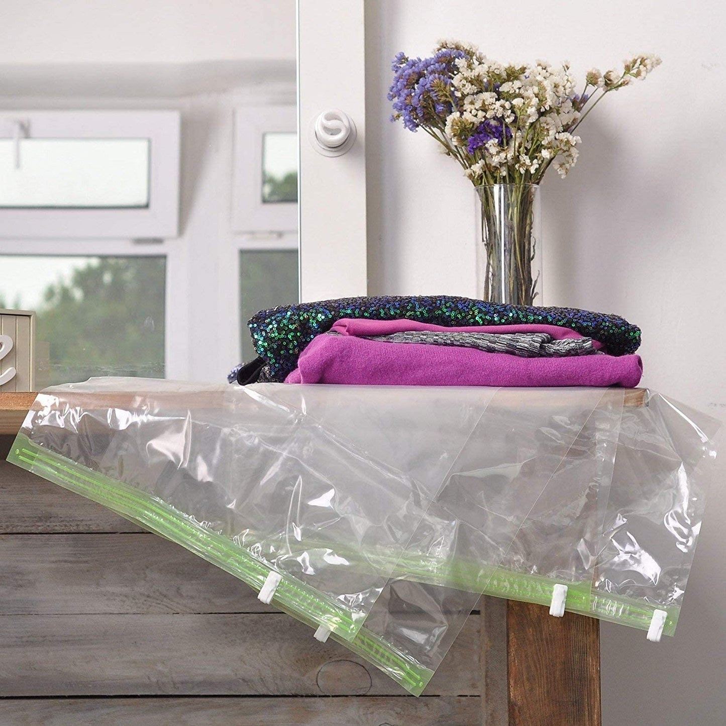 12 Space Saver Storage Bags for Clothes for Travel - Compression, no Vacuum Sacks - Luggage Accessories