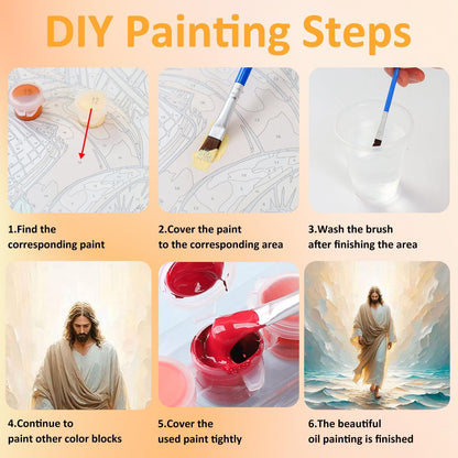 BAWKENTON 3 Pack Jesus Paint by Numbers Kits for Adults with Framed Canvas - with Wooden Easel, Number Artist Paint by Number on Canvas, DIY Acrylic Oil Painting Kits for Home Decor 9.45x11.84in