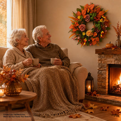 JYJXCOS Fall Wreaths for Front Door, 20 Inch Orange Autumn Wreath