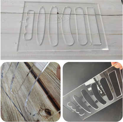 Kingria 6 in1 Board Handle Router Template for Woodworking 1/4'' Thick DIY Router Template Grab Handle Acrylic Inlay Template Decorative Guide, Transparent