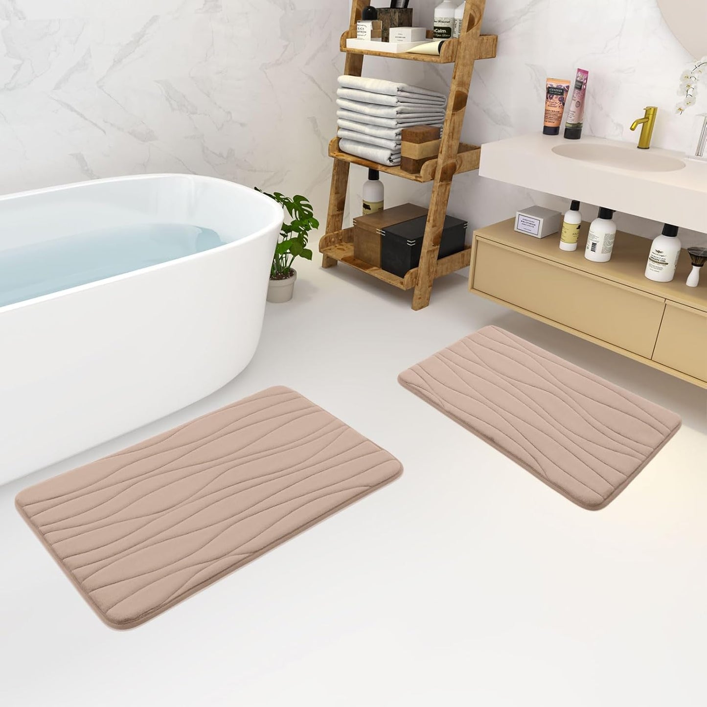 Buganda Memory Foam Bathroom Rug Mat 24x16, Extra Soft, Absorbent, Non-Slip, Machine Washable Bath Rugs for Bathroom