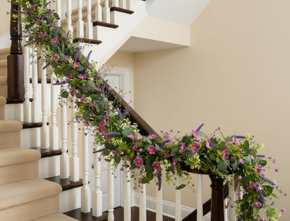 YUGALI Summer Garland, 6ft Eucalyptus Lavender Daisy Wildflower Vine