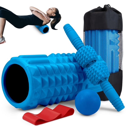 Foam Roller High Density Foam Roller Set for Deep Tissue Muscle Massage, 18" Trigger Point Fitness Exercise Massage Roller, Self-Myofascial Release for Whole Body (Black-18(2 in 1))