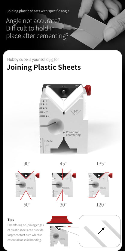 DSPIAE All-in-One Hobby Processing Platform with Glass File, Precision Model Cutting Cube with Drilling Guide and Angle Cutting for Edge Finishing