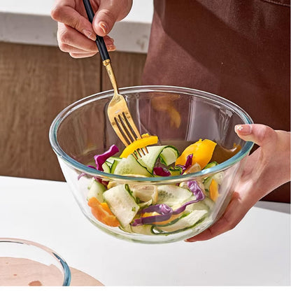 TRBIDRBO 2 Pack 7.8 in Deep Mixing Bowls Glass Salad Bowl Round Glass Serving Bowls for Cooking Baking Prepping Dishwasher & Microwave & Oven Safe, 71oz Breads Proofing Bowl