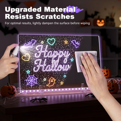 LED Drawing Board for Kids with 7 Colors - 16" Neon Light Up Glow Note Message Board Toys Includes Adapter, Christmas Bithday Gifts for Girls Ages 5-12