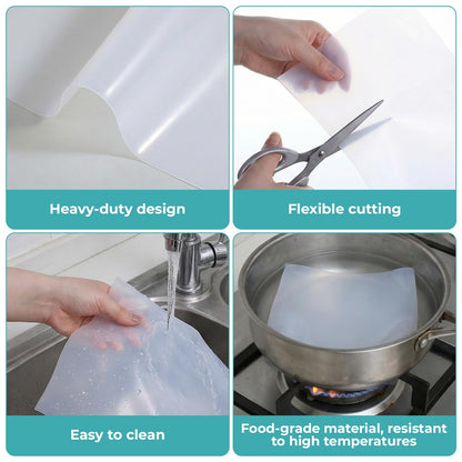 KongTiva Extra Large Silicone Mat, 48” x 24” Kitchen Countertop Protector Mat Heat Resistant Non-Slip Table Pad, Food Grade Translucent Placemat for Cooking Baking Crafts