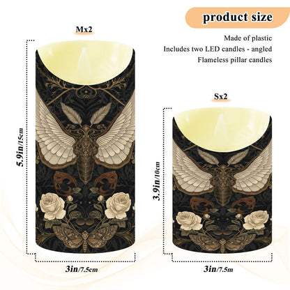 ALAZA Gothic Pattern Flameless Candles with Remote Timer,LED Flickering Battery Operated Electric Pillar Tea Light Candles for Wedding Table Christmas Decorations 3" x5.9"