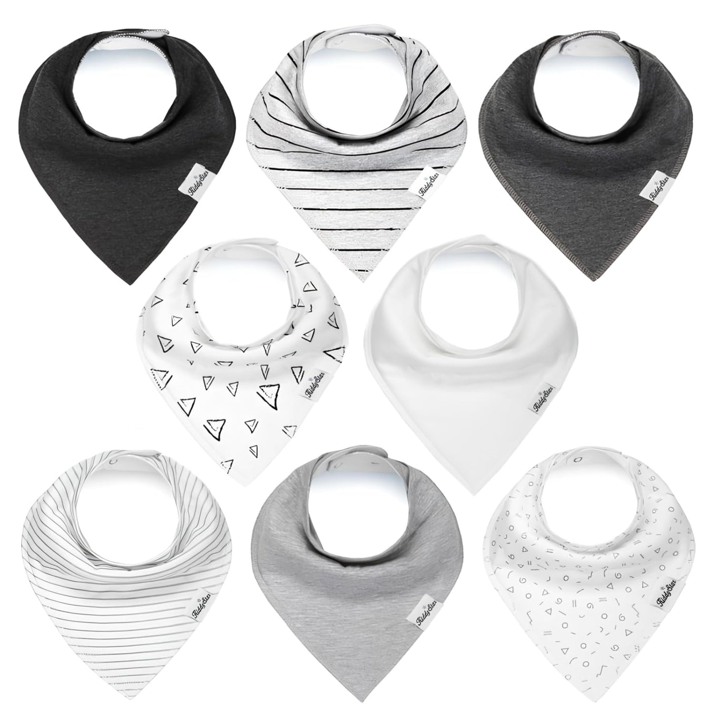 KiddyStar Baby Bandana Bibs, 5 Pack Organic Cotton Drooling & Teething Bib for Babies, Infants & Kids, Gift for Newborn (Classic Bandana Bibs)