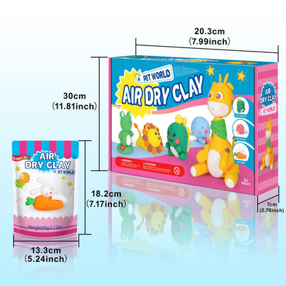 ifergoo Air Dry Clay for Kids - Animal Modeling Clay Kit, 6 Animal Designs with Sculpting Tools & Tutorials, Ultra Light & Soft, Arts & Crafts DIY Creative Toys, Gifts for Age 3-12 Girls & Boys