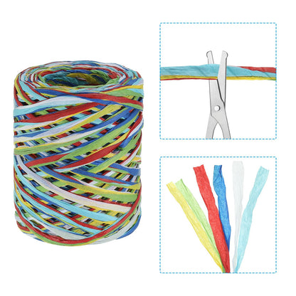 PATIKIL 219 Yards Raffia Ribbon, 2 Rolls Raffia Paper Craft Ribbon Paper Twine Wrapping Ribbon for Gift Packaging and Decoration, Red/Navy Blue