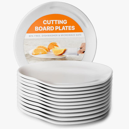 Round Cutting Board Plates, 10 inch with Juice Grooves, Durable BPA-Free & Dishwasher Safe, Ideal for Slicing