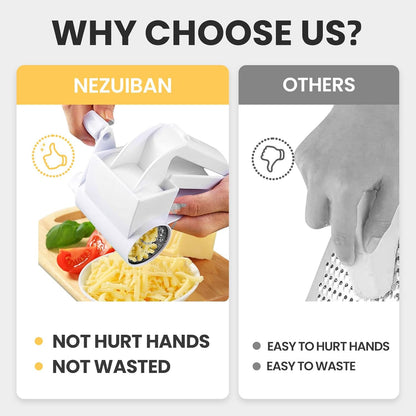 NEZUIBAN Cheese Grater with Handle, Rotary Cheese Grater,Vegetable, Chocolate, Hard Cheese & Nut Grater,White