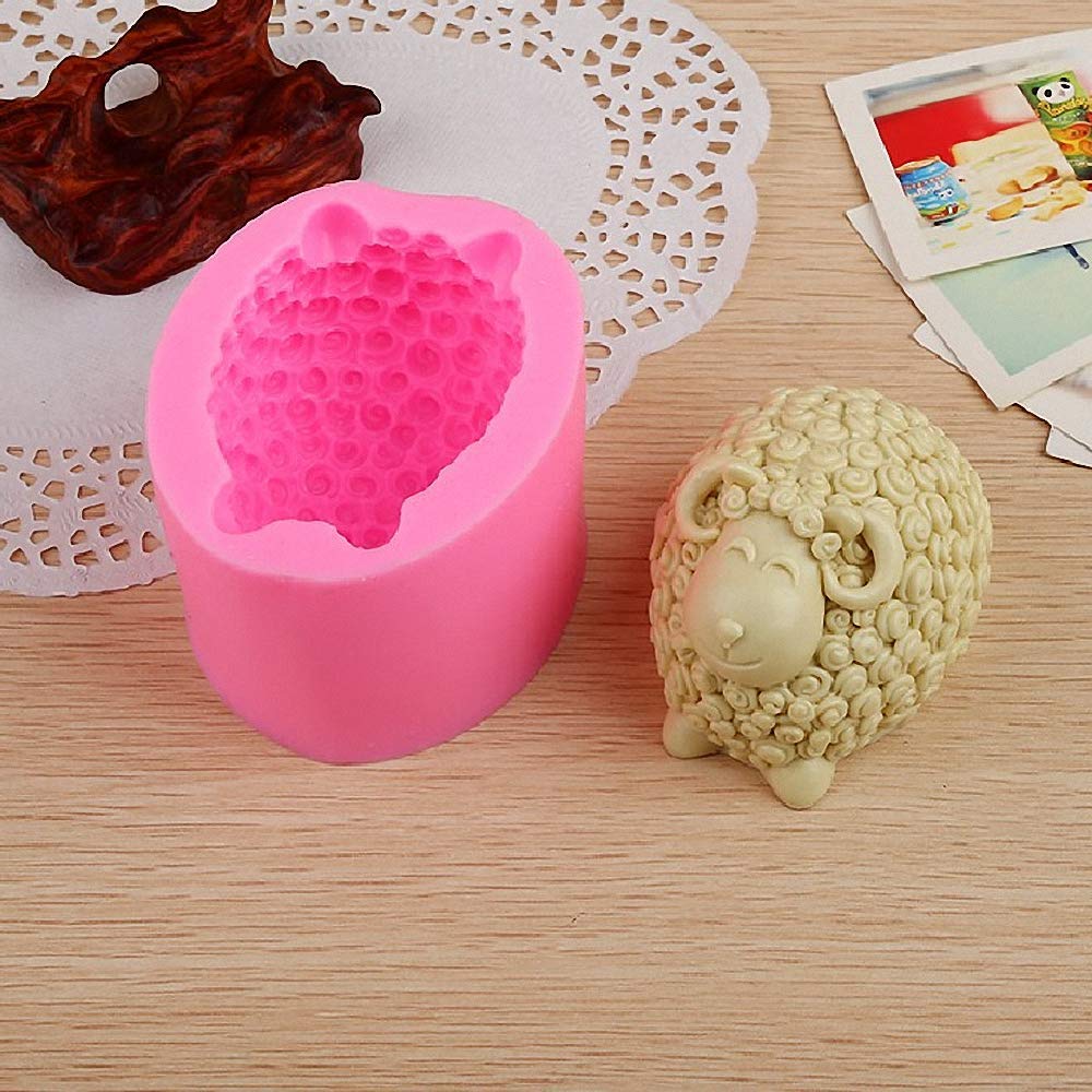 3D Sheep Shape Silicone Chocolate Mold DIY Goat Candy Fondant Molds Handmade Soap Candle Cake Decorating Mould (Set of 2)