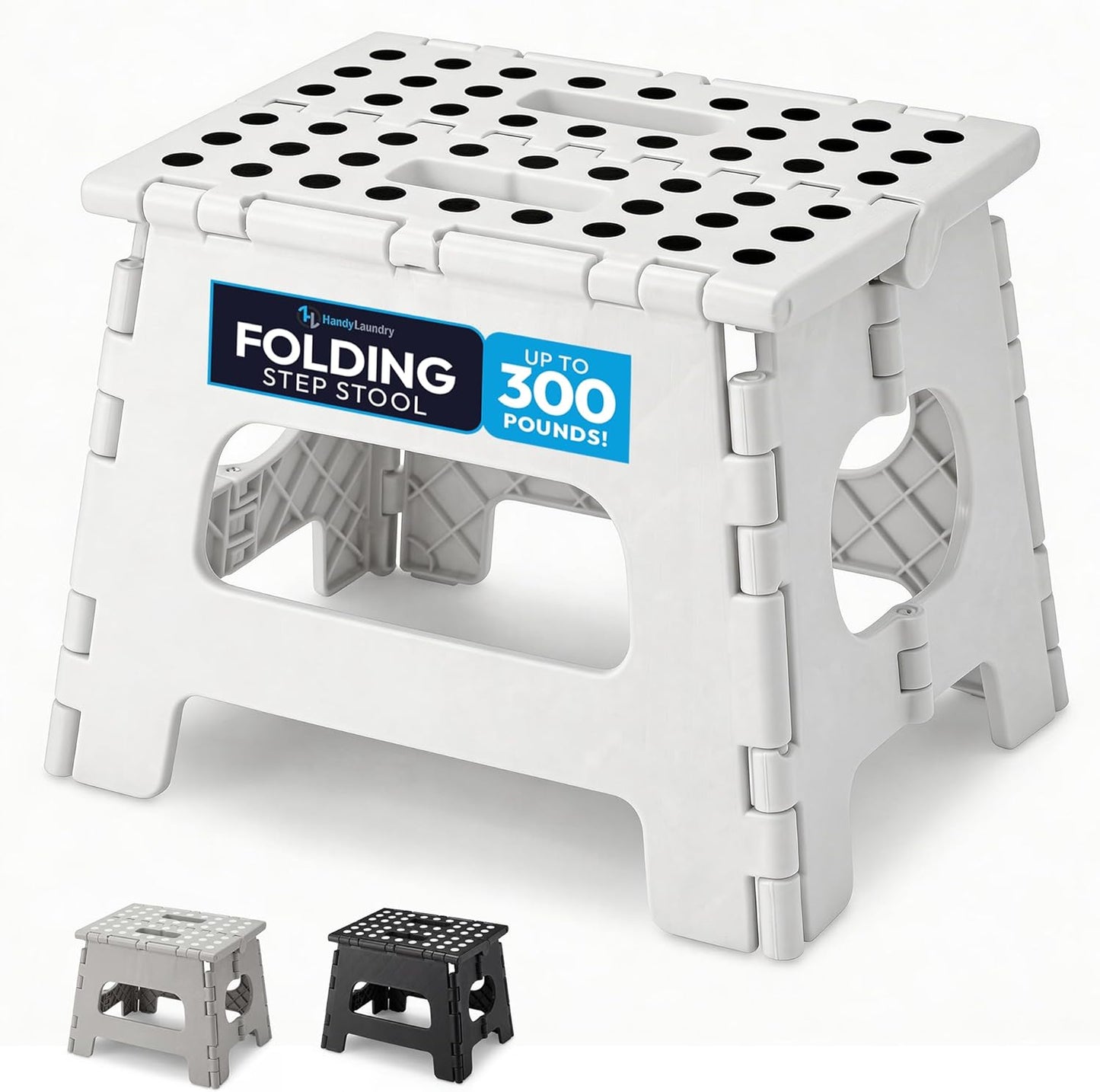 8 Inch) Handy Laundry Folding Lightweight Step Stool - Sturdy Enough to Support Adults and Safe Enough for Kids - Opens