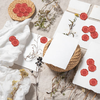 CRASPIRE 50pcs Red Wax Seal Stickers Compass Self Adhesive Wax Seal Stamp Stickers Envelope for Wedding Invitation Scrapbook DIY Craft Adhesive Waxing Party Gift Wrapping