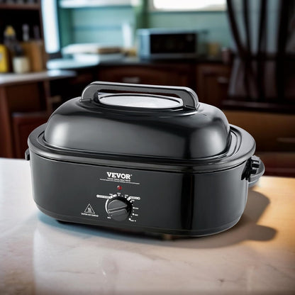 VEVOR Electric Roaster Oven - 20 QT Turkey Roaster with Self-Basting Lid, 1450W, Fits Turkeys Up to 24LBS