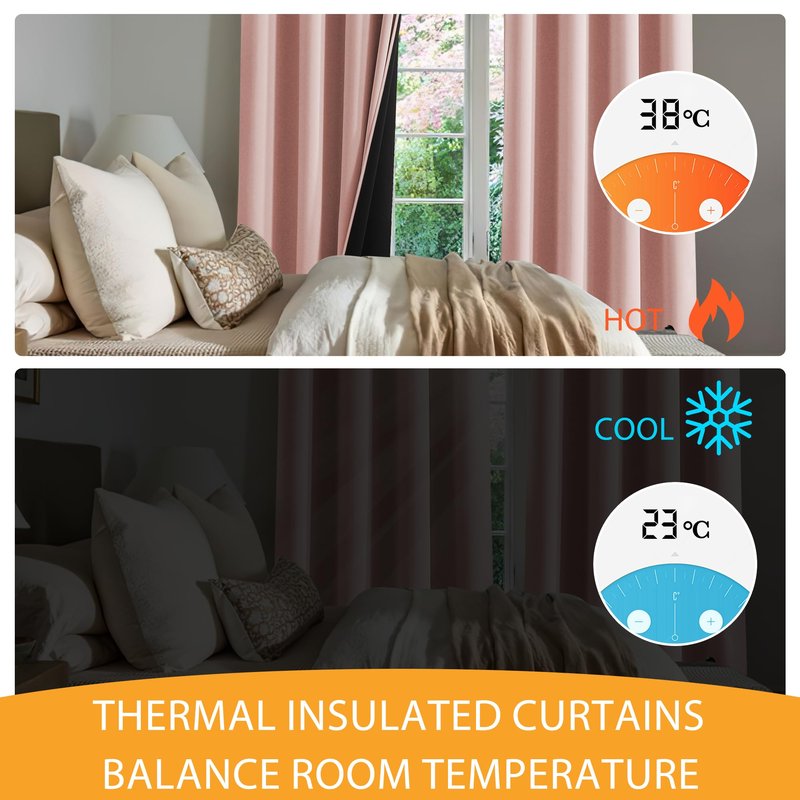 RYB HOME 100% Blackout Pink Curtains for Girls Bedroom, 2 Panels Blackout Thermal Insulated Noise Reducing Window Drapes for Kids Baby Room Living Room, 52 inches Wide by 84 inches Long