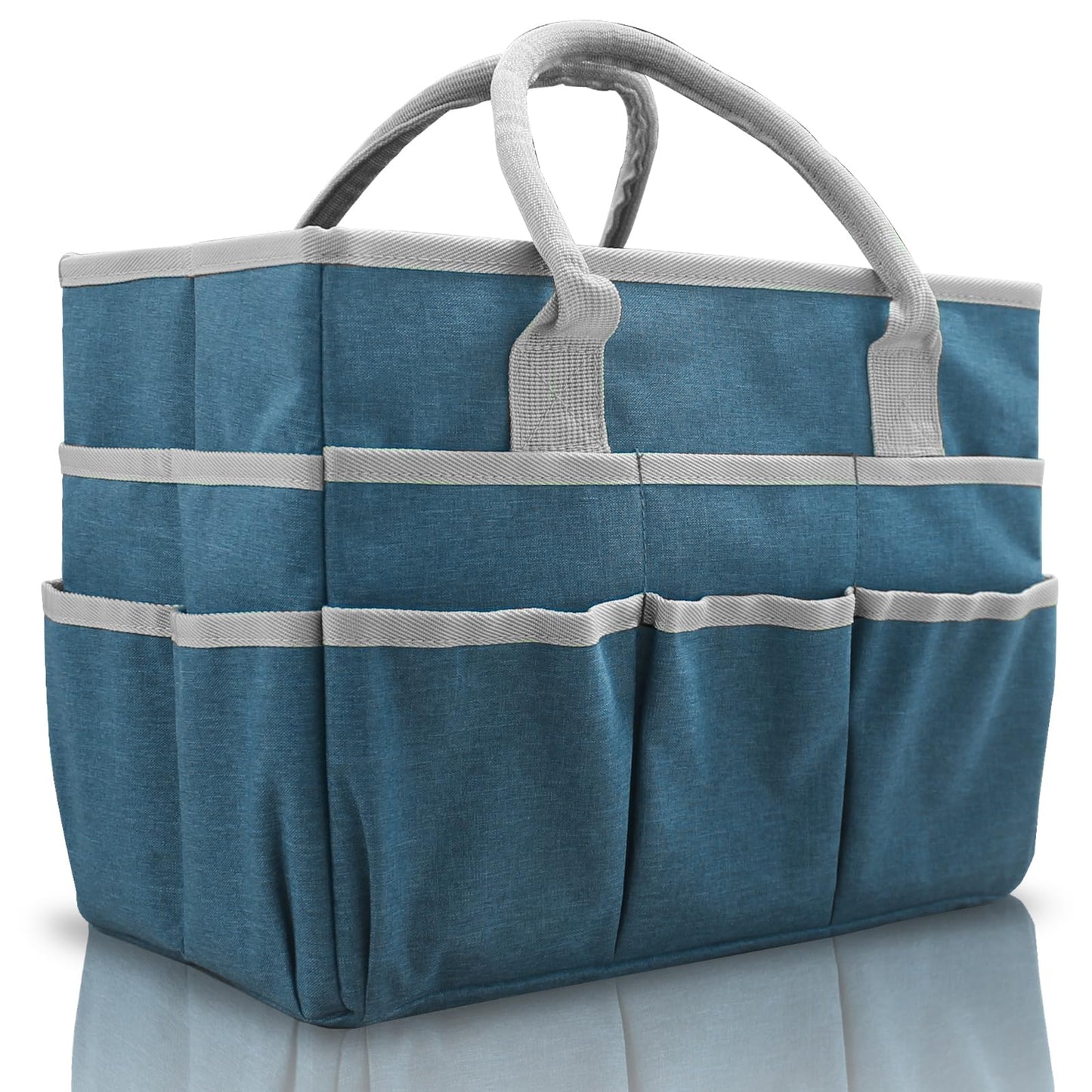 Cupohus Art Organizer Craft Storage Tote Bag with Pockets and Handles, Oxford Fabric Carrying Caddy for Teacher, Officer, Artist, Traveler, and more –Dark Green