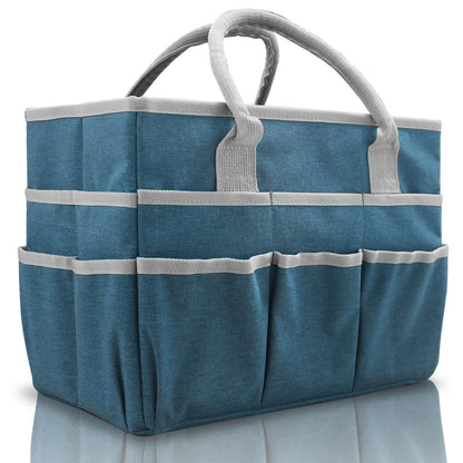 Cupohus Art Organizer Craft Storage Tote Bag with Pockets and Handles, Oxford Fabric Carrying Caddy for Teacher, Officer, Artist, Traveler, and more –Dark Green
