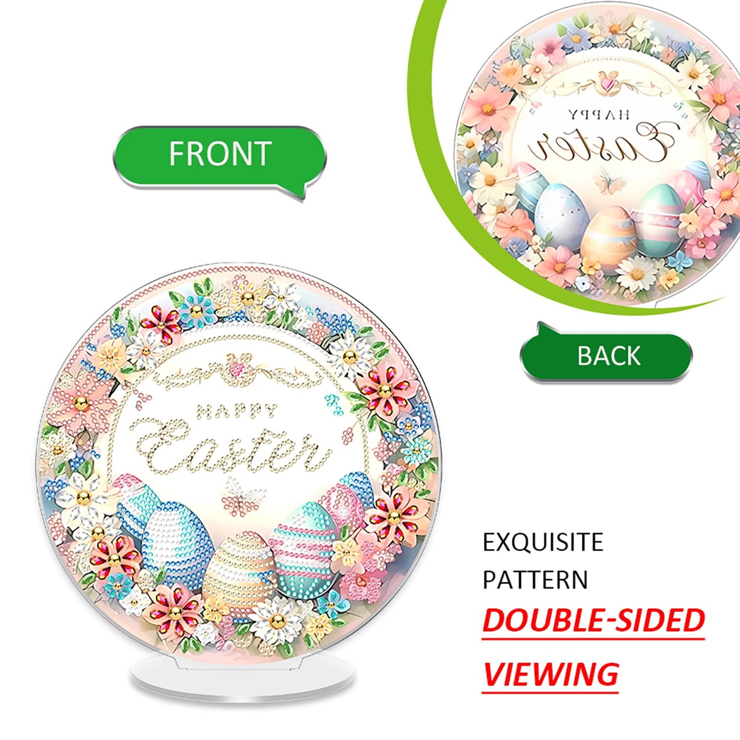 SWEKKE Easter Egg Diamond Art Hanging Kit for Adult,Special Shaped Rhinestone,DIY Acrylic Diamond Art Painting Window Pendants Home Garden Wall Hanging Kits Hanging Ornament,Double Sided