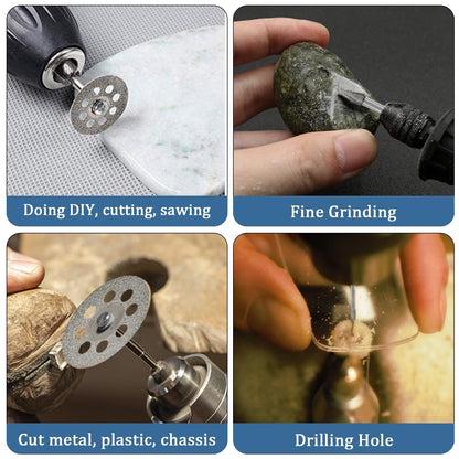 Diamond Burr Set for Dremel, Rotary Tool Diamond Cutting Wheel Stone Glass Tile Jewelry Rock Engraving Bits 1/8" Diamond Grinder Bits Set Carving Cutter Metal Engraver Kit - 32pc Set