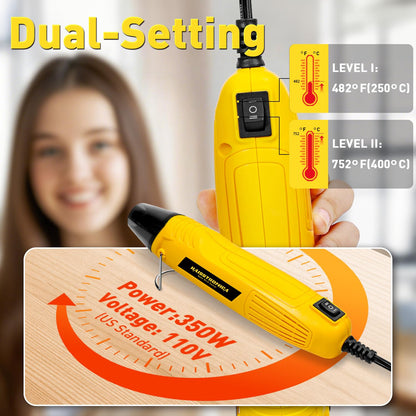 haisstronica Mini Heat Gun 350W+100pcs #10 & 100pcs 1/4" Blue Heat Shrink Ring Connectors