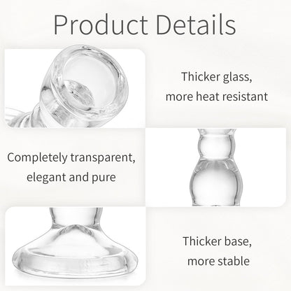 Inweder Glass Taper Candle Holders: Crystal Clear Candlestick Holders Modern Small Candle Stick Holder for Wedding Table Centerpiece Party Dinning Home Christmas Set of 4