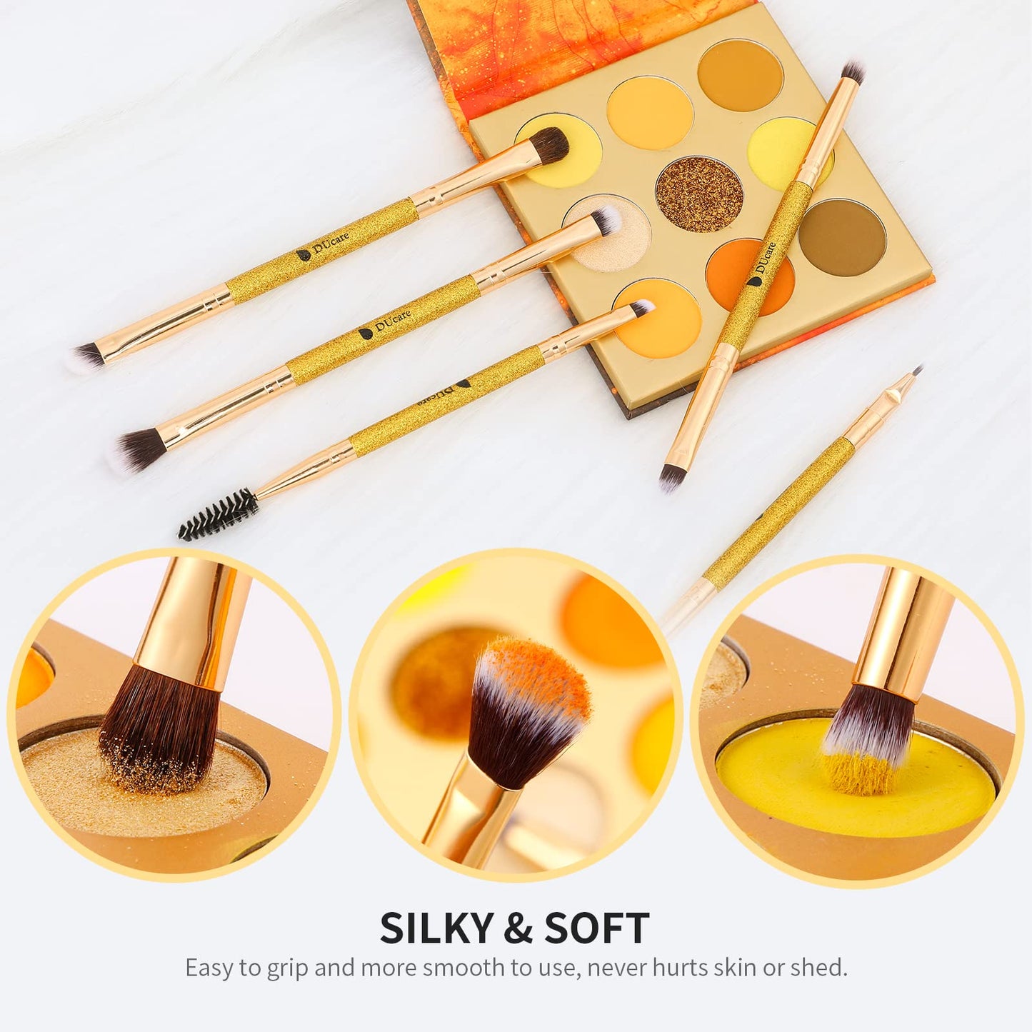 DUcare Foundation Brush Contour Bronzer Makeup Brush Double Ended Self Tanner Brush Sculpting Brush for Blending Liquid Powder Concealer Cream Cosmetics Blush Buffe