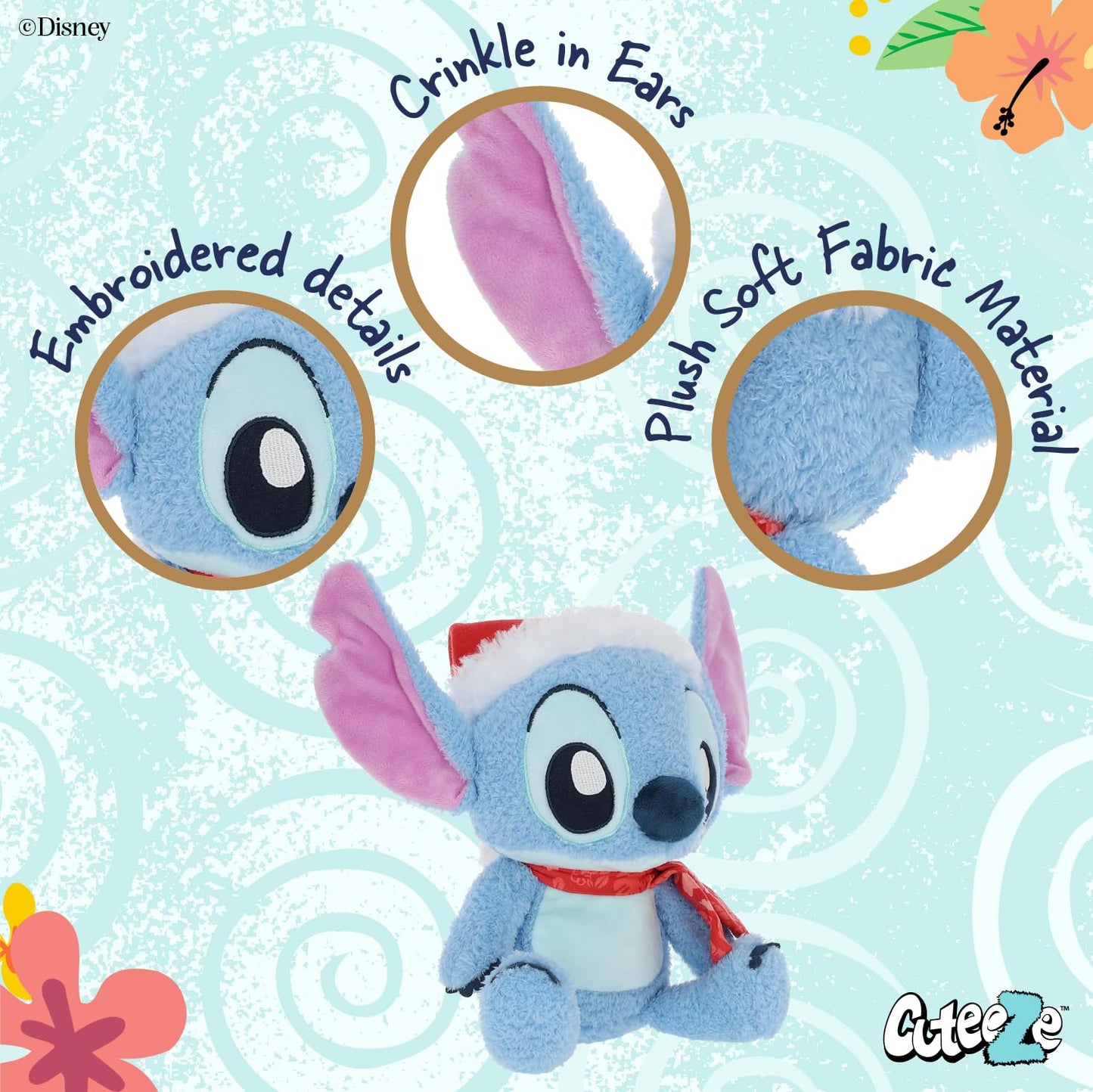 Kids Preferred Disney Baby Lilo & Stitch Holiday Cuteeze Stitch Stuffed Animal Plush, Soft Plushie Gifts for Baby and Toddler Boys and Girls - 15 Inches