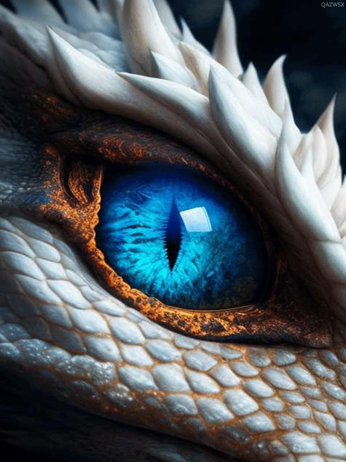 5D DIY Diamond Painting Kits Full Drill, Diamond Painting Kits Art, Animal Diamond Art, Mystic Dragon Eyes Diamond Painting Craft for Home Office Wall Decor 12x16 inch