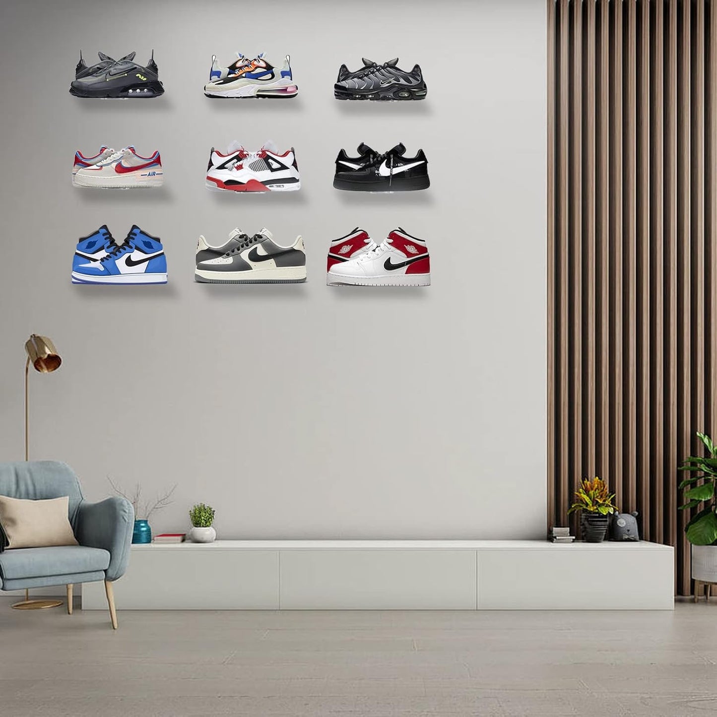 6 PCS Acrylic Floating Shoe Rack Wall Mount Display Shoe Rack Transparent Storage Rack for Home Use Sneaker Display