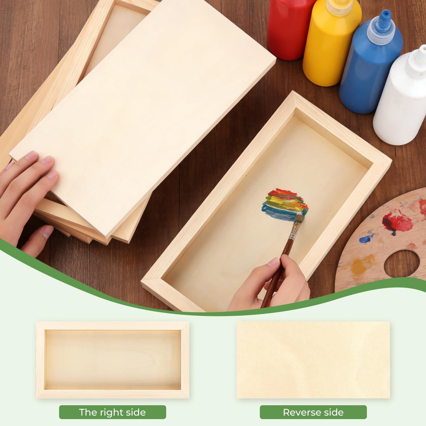 FSWCCK 5 Pack 6 x 12 inch Wood Panel Boards, Unfinished Wood Canvas Panels for Crafts, Painting Canvas, DIY Art Projects, Pouring, Arts Use with Oils, Acrylics