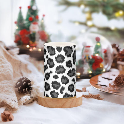 WEVIBOFU Black Grey Leopard Pattern Flickering Flameless Candles LED Battery Operated with Remote Timer Pillar Candles for Home Birthday Wedding Christmas Decor, Set of 2