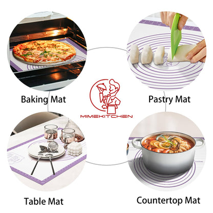 Silicone Mat for Baking, Non Stick Silicone Pastry Mat for Dough Pie Crust, Rolling Mats for Making Cookies Macarons Bread, Easy to Clean& Store