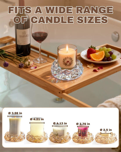 Loyipu Geometric Glass Candle Holder for 3-Wick Candles – 6in Large Crystal Candle Tray for Large Jar Candles, Scented Candles & Diffusers(Honey Amber)