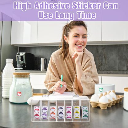 3500 PCS 7 Days of The Week Stickers 0.79 Inch Sticker Roll Dispenser Holder Acrylic Day Dot Dispenser Food Date Labels Stickers Monday to Sunday for Kitchen Restaurant Expiration Date