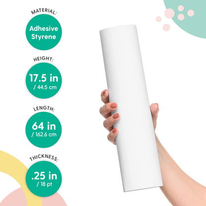 I Like That Lamp Styrene Sheet for Lampshade (17.5" Height x 64" Length) - Adhesive Roll for DIY Round Drum Lamp Shade - Repair Damaged Shades - Make a New Lampshade - Compatible With All Materials