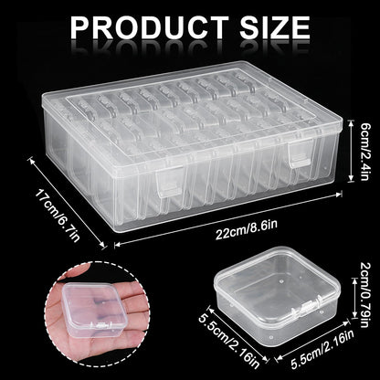 Bead Organizers with 30 Pcs Small Plastic Storage Cases Mini Clear Bead Storage Containers Transparent Boxes with Hinged Lid and Rectangle Clear Craft Supply Case