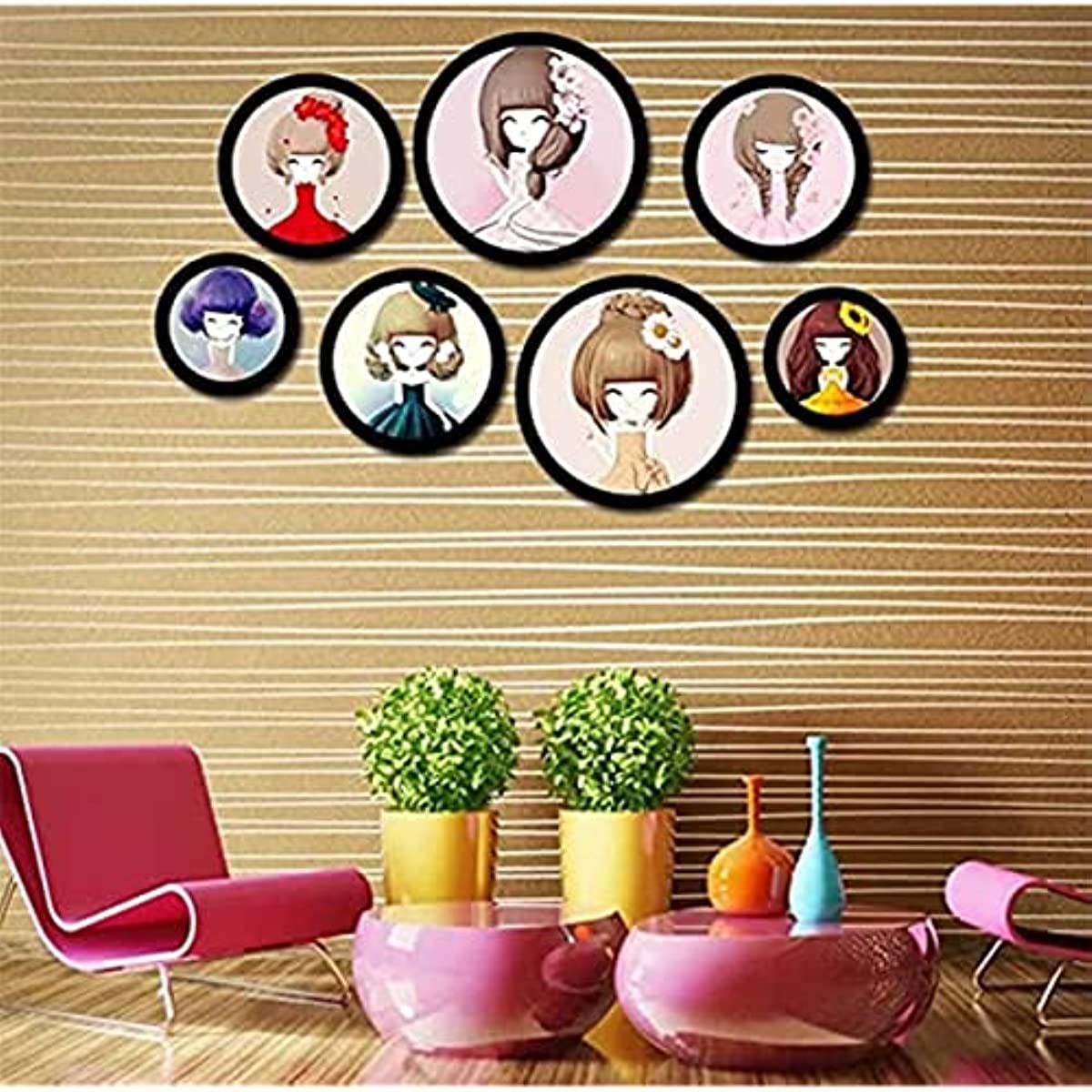 LEXPON Photo Frames,12inch Black Round Wall Home Photo Frame DIY Hanging Multi Picture Photo Frames Living Room Photo Wooden Picture Frame Wall Decorations
