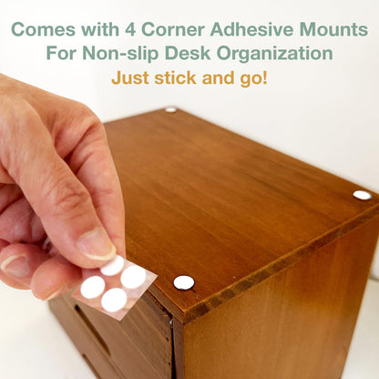 Wooden Single Drawer Unit - Solid Wood Monitor Stand for Desktop Organization and Storage - Stackable Desk Organizer - Rustic Nightstand With Label Holder - Countertop Organizer